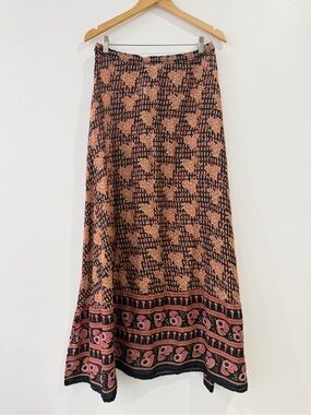 Winter Kate Cotton Maxi Midi Skirt Small Boho Earthy
